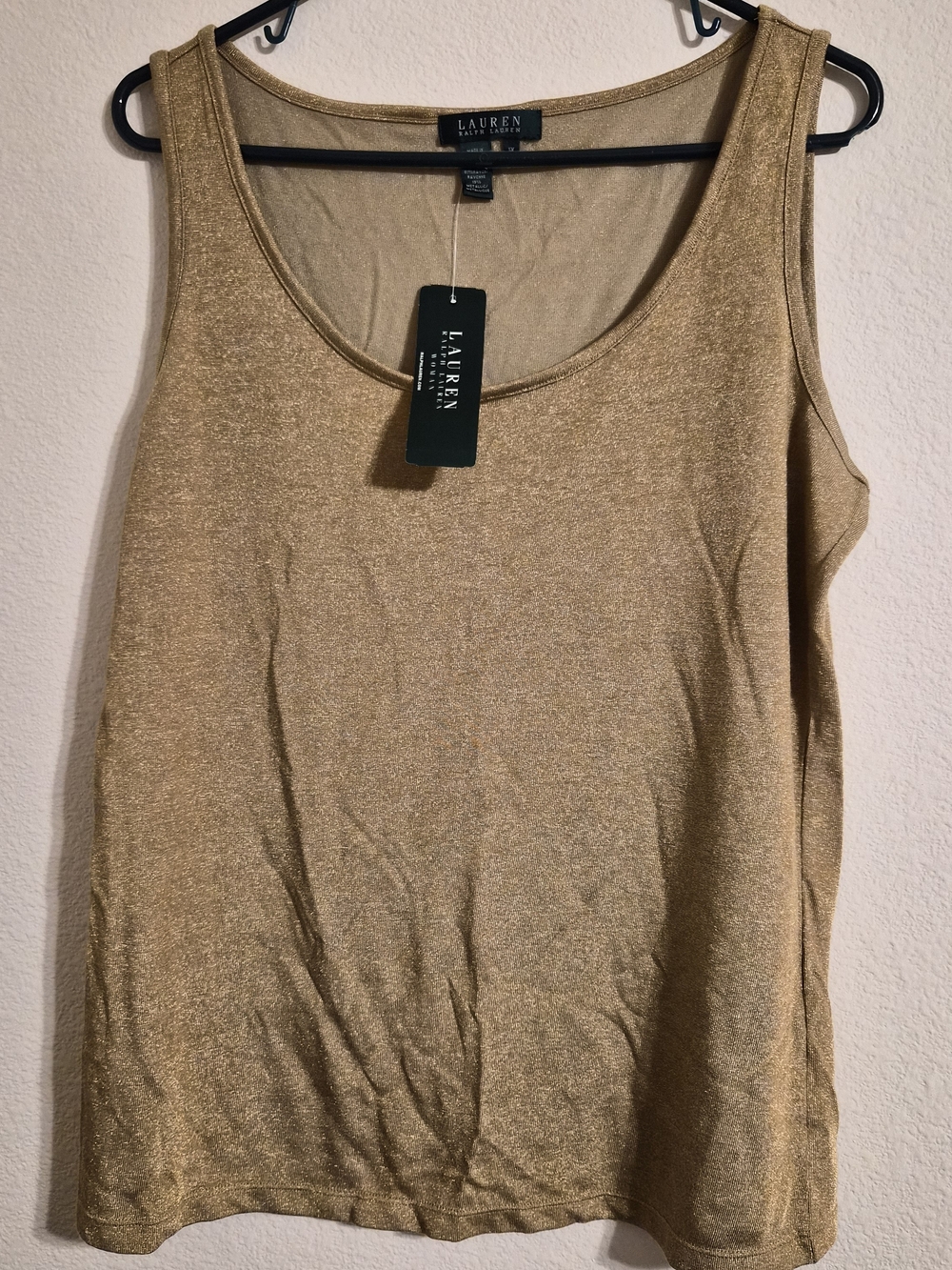 Ralph Lauren Metallic Gold Scoop Neck Tank NWT 1X